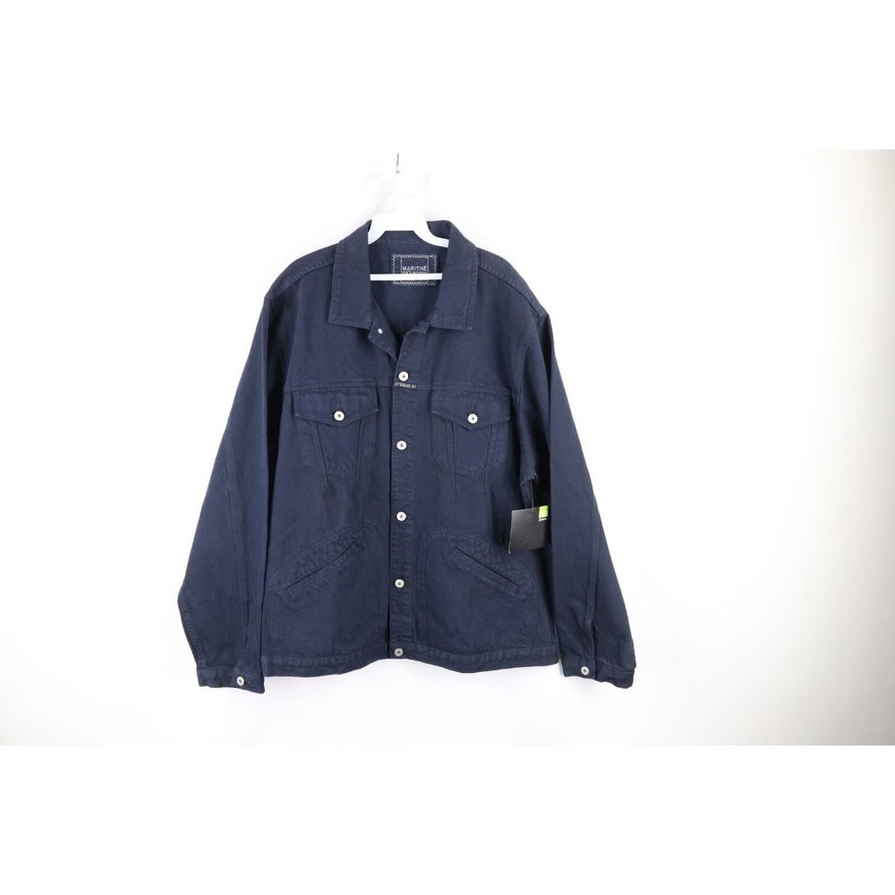 NOS Vtg 90s Marithe Francois Girbaud Men XL Spell Out Baggy Denim Trucker Jacket